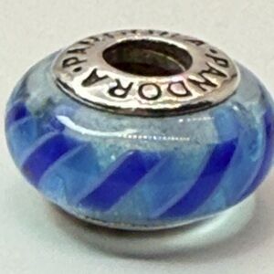 Pandora Blue Aqua Swirl Murano Glass Charm 925 ALE